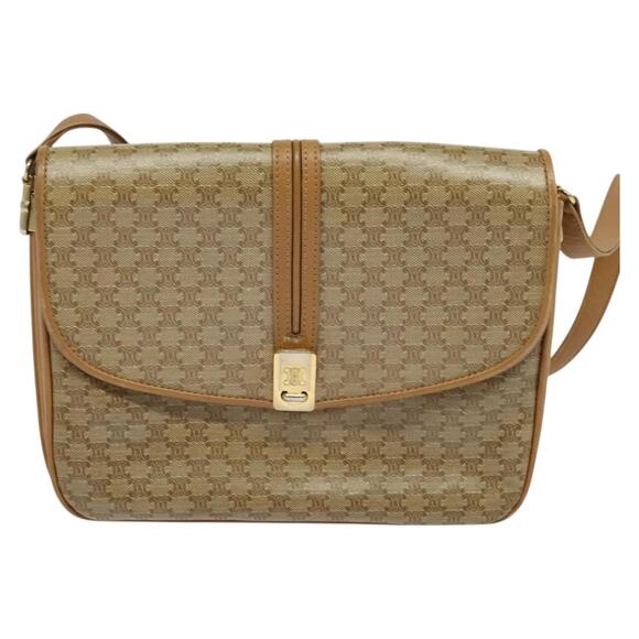 CELINE Macadam Canvas Shoulder Bag Pvc Beige Gold - Picture 2 of 13